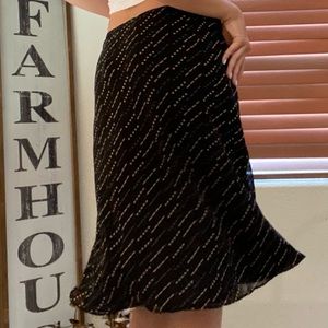 Black Express Skirt with Blue and Tan Dots/Lines